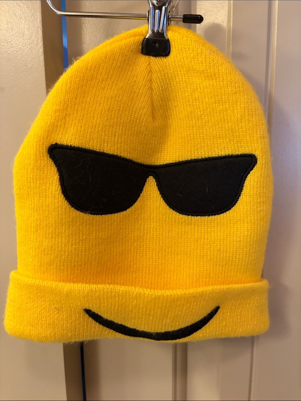Emoji Kids Knit Beanie with Red Heart-Eye Appliqués